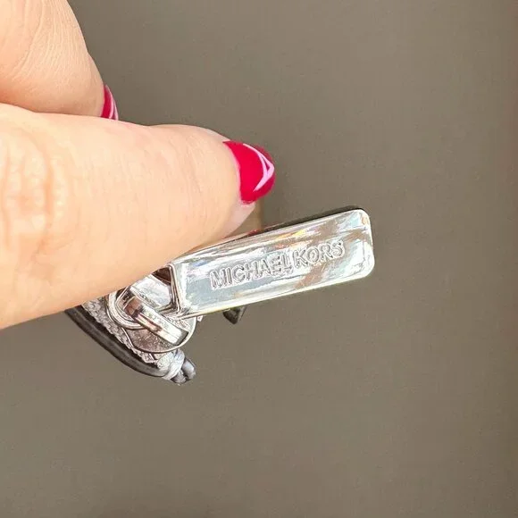 NWT Michael Kors Jet Set Crackled Metallic Leather Card Wallet / Coin Purse - Picture 7 of 8